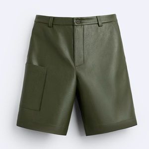 Zara FAUX LEATHER CARGO SHORTS.